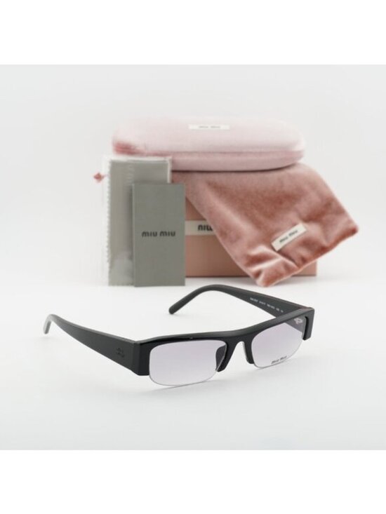 Miu Miu MUB07S 16K04O Rectangle Sunglasses – Black/Clear Gradient Dark Grey main image 7